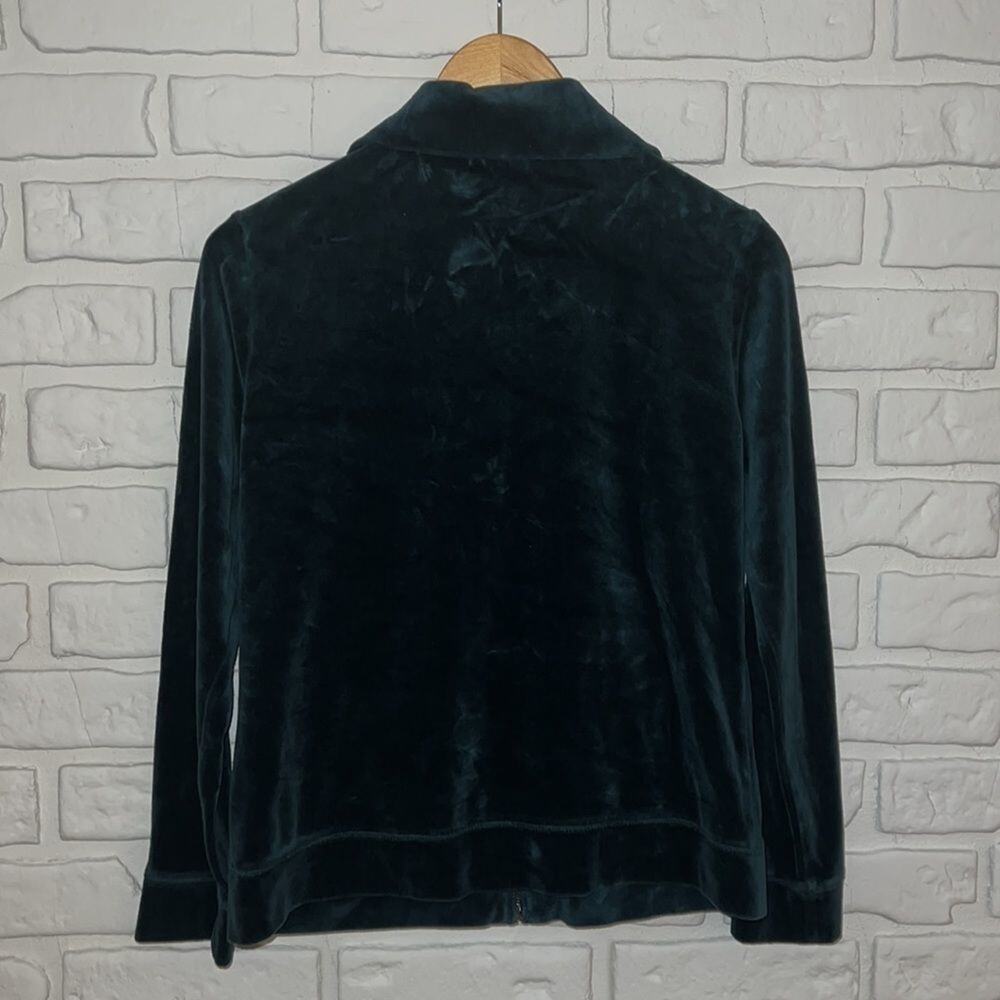 Talbots green velour zip up jacket size petite small - Picture 8 of 10